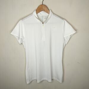 Nike Golf Dri-Fit Polo Shirt Top White Stretch Zip Up